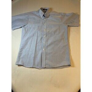Puritan Dress Shirt Mens Size 16 Blue Button Down Short Sleeve Business Career